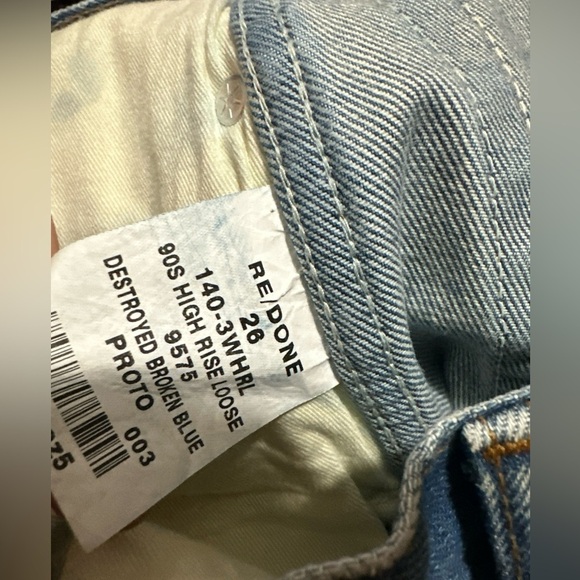 $295 RE/DONE Destroyed Broken Blue '90s High Waist Jeans Size 26 - Picture 4 of 4